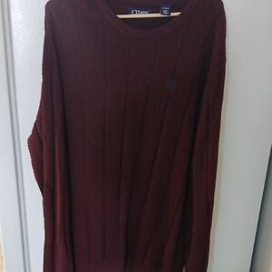 Chaps Men’s Crewneck Cable Sweater - Burgundy